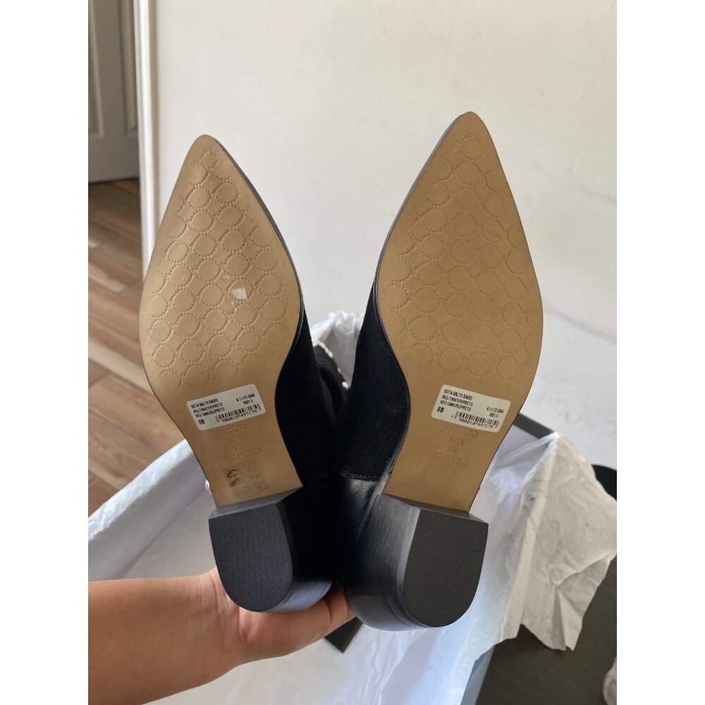 Arezzo Womens Bota Western Arezzo Hazel Low Block Boots Black Size 8B Defected - Picture 8 of 8